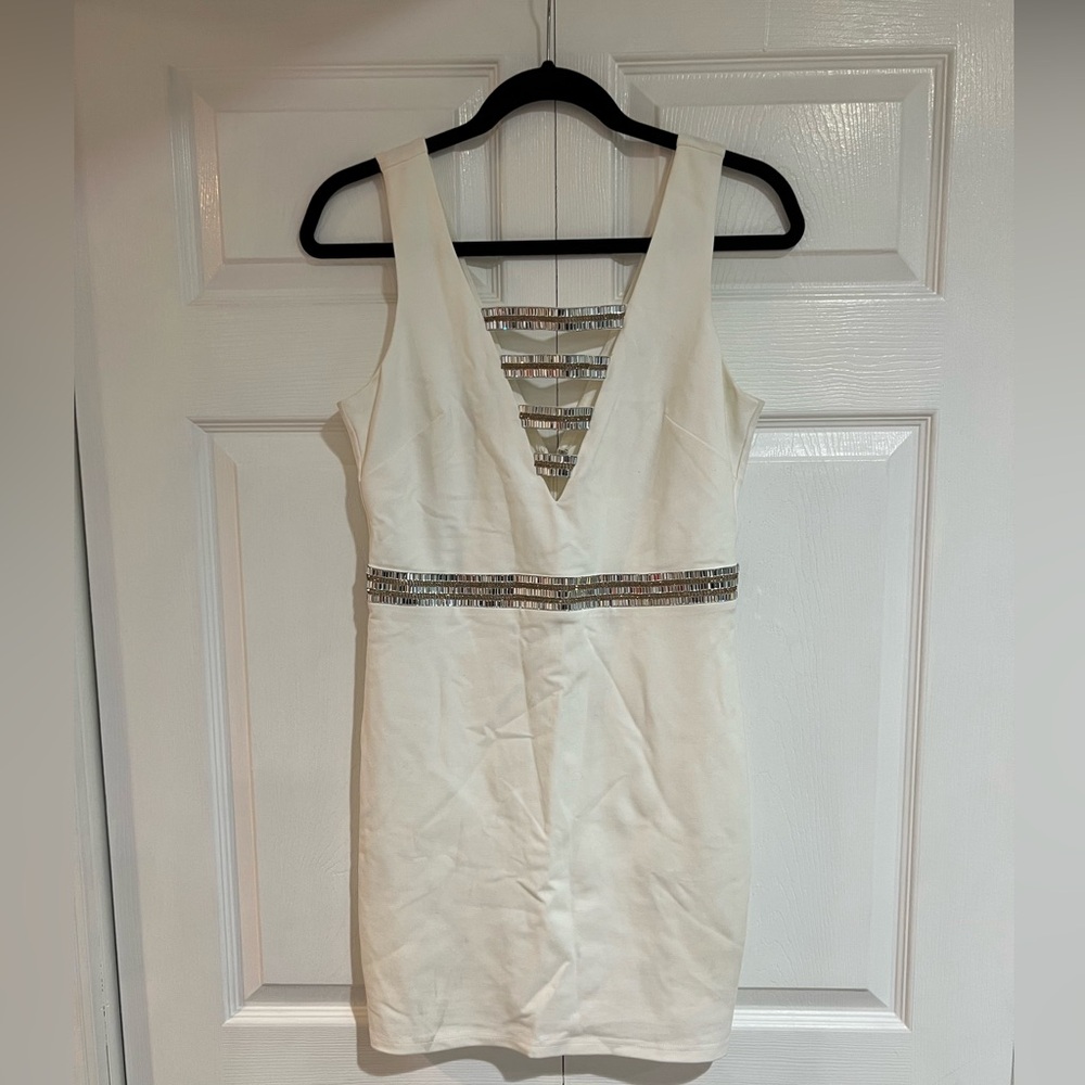 White embellished Bebe dress